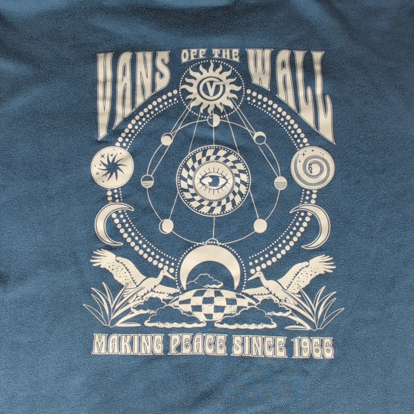 Vans Off The Wall Crew Neck Sweater Baby Blue Unisex - Small