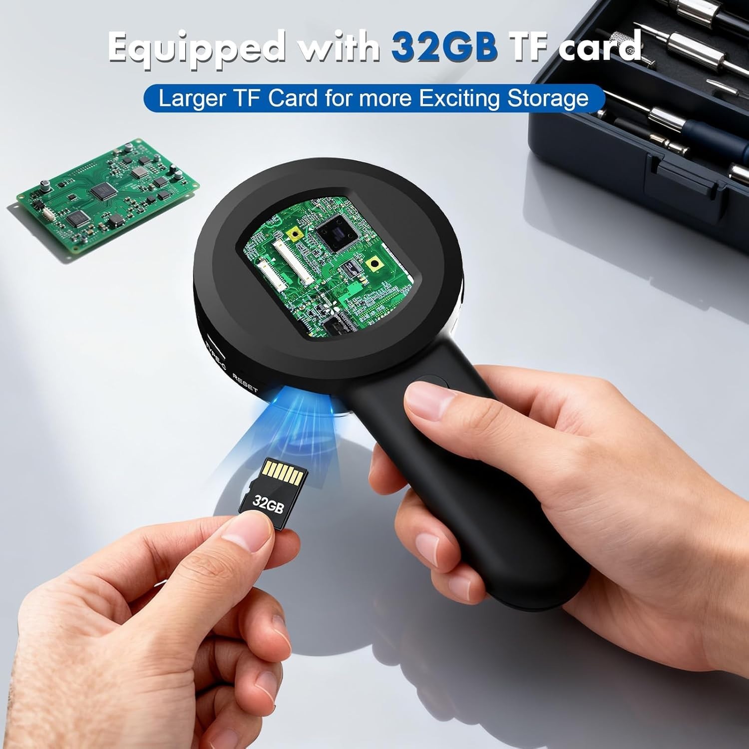 Digital Handheld Microscope for Kids Adults - 100x Mini Coin Magnifier with L...