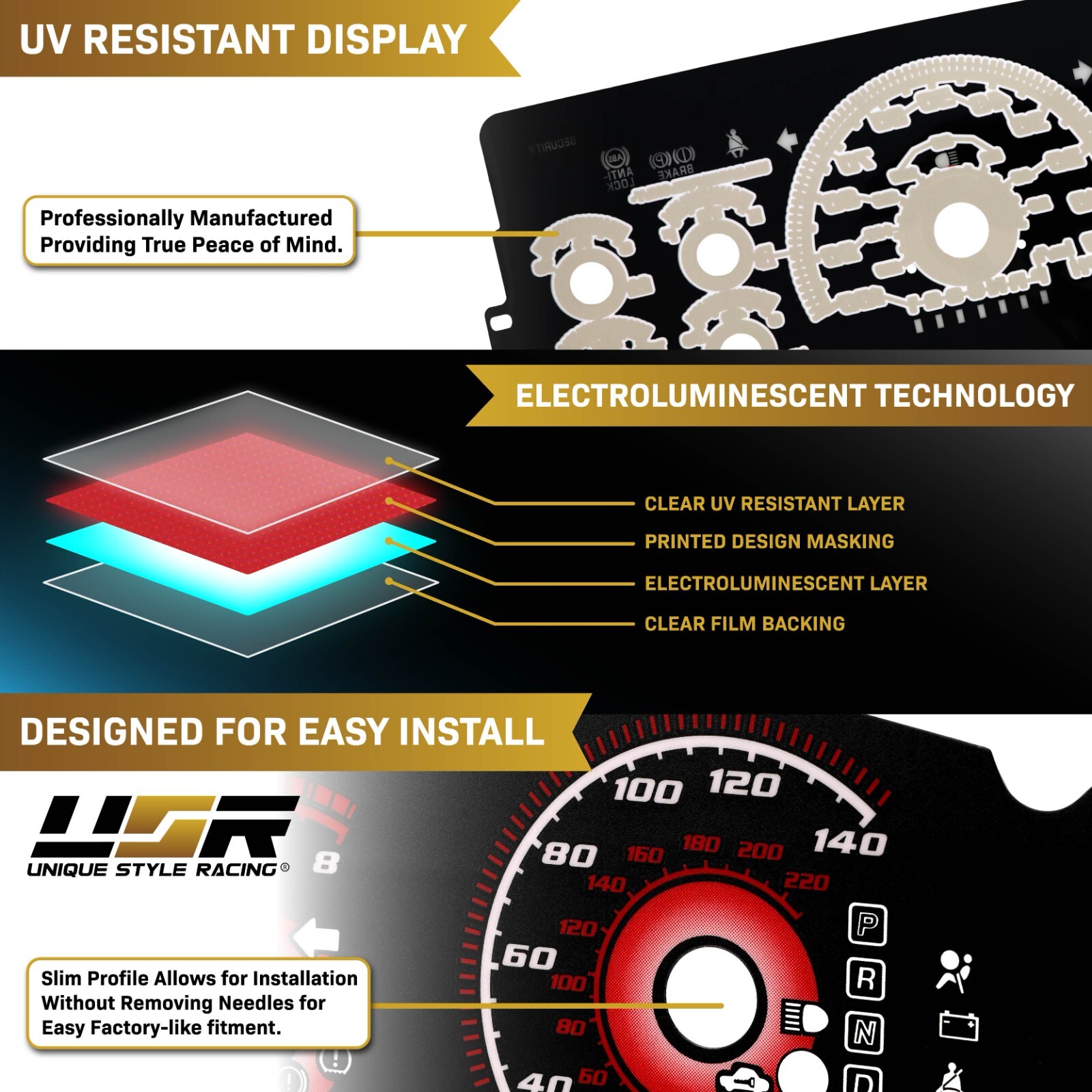 Blue Glow Gauge Black Overlay For 96-99 Chevy CK Truck Suburban Tahoe Cluster