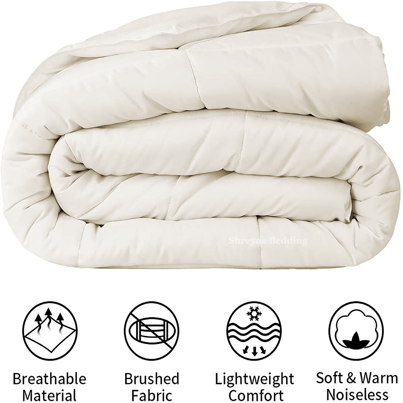 8 PCs Bedding Set (Comforter+Sheet Set+Duvet Set) 1000 TC 100% Cotton Ivory