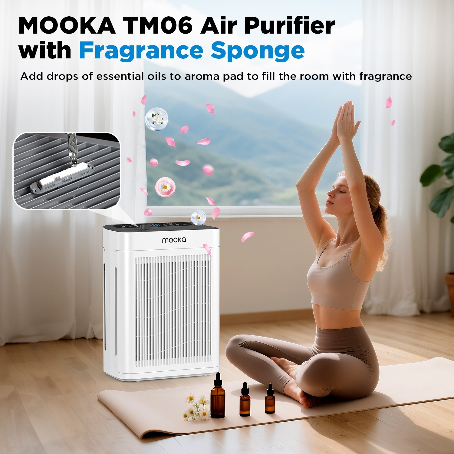 MOOKA Air Purifiers for Home Large Room 2200Sq.Ft w/ Washable Filter Dual Intake