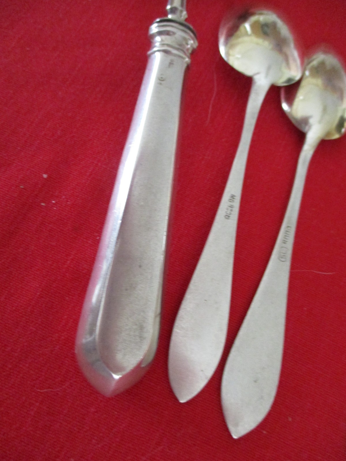 (13) Pc 800 Silver Pastry Set Flatware, 414 Grams, Etched Pattern