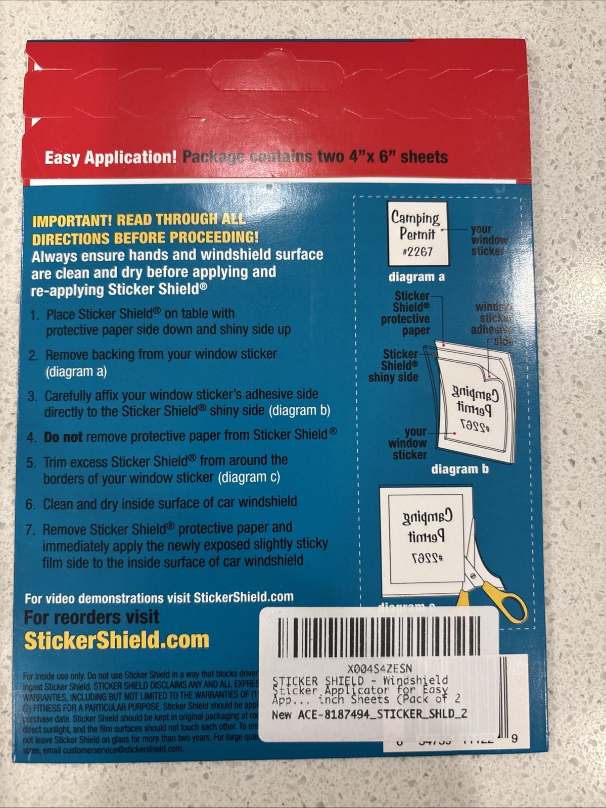 Sticker Shield Windshield Sticker Applicator for Easy Application - 4x6 2 Sheets