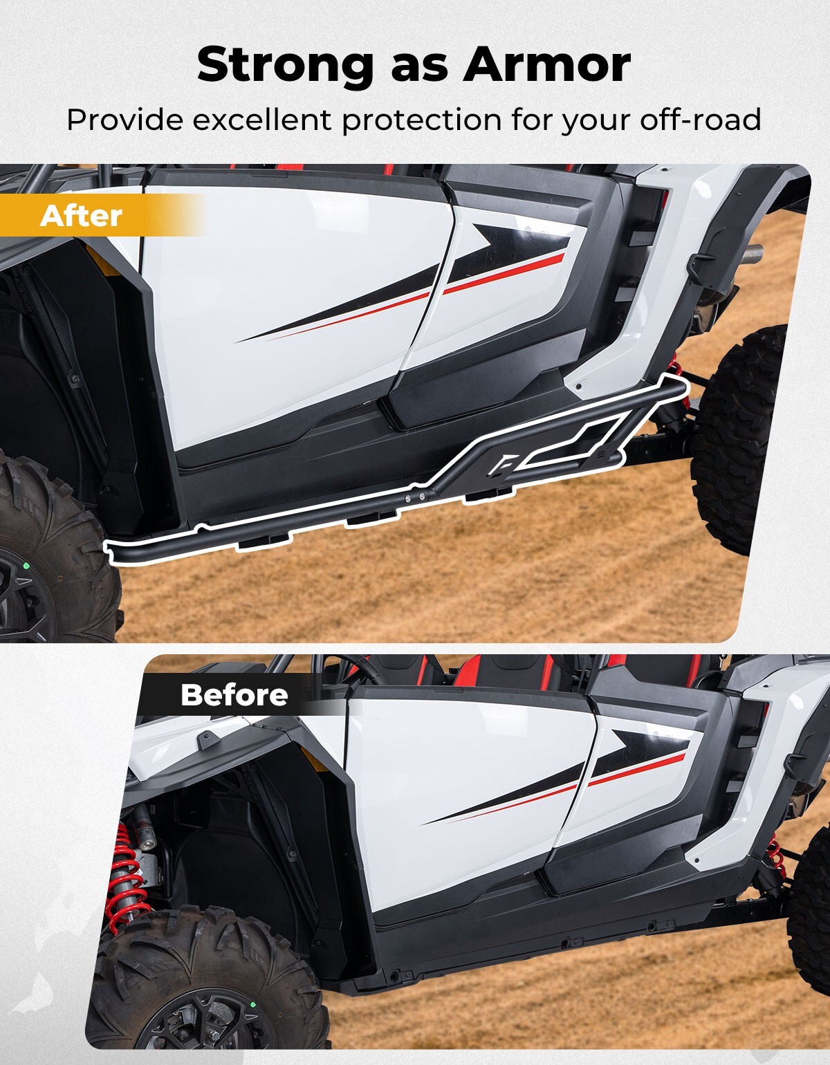 KEMIMOTO Nerf Bars Rock Sliders For 2024-2025 Polaris RZR XP 4 1000 -4 Seaters