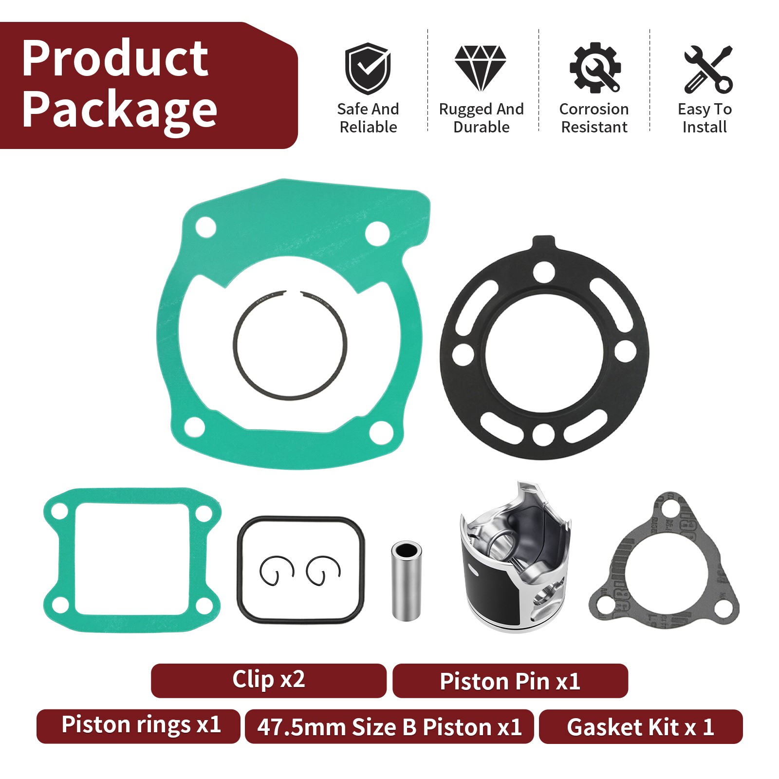Top End Gasket Piston Kit For Honda CR85R CR85RB Standard Bore 47.5mm 2003-2007