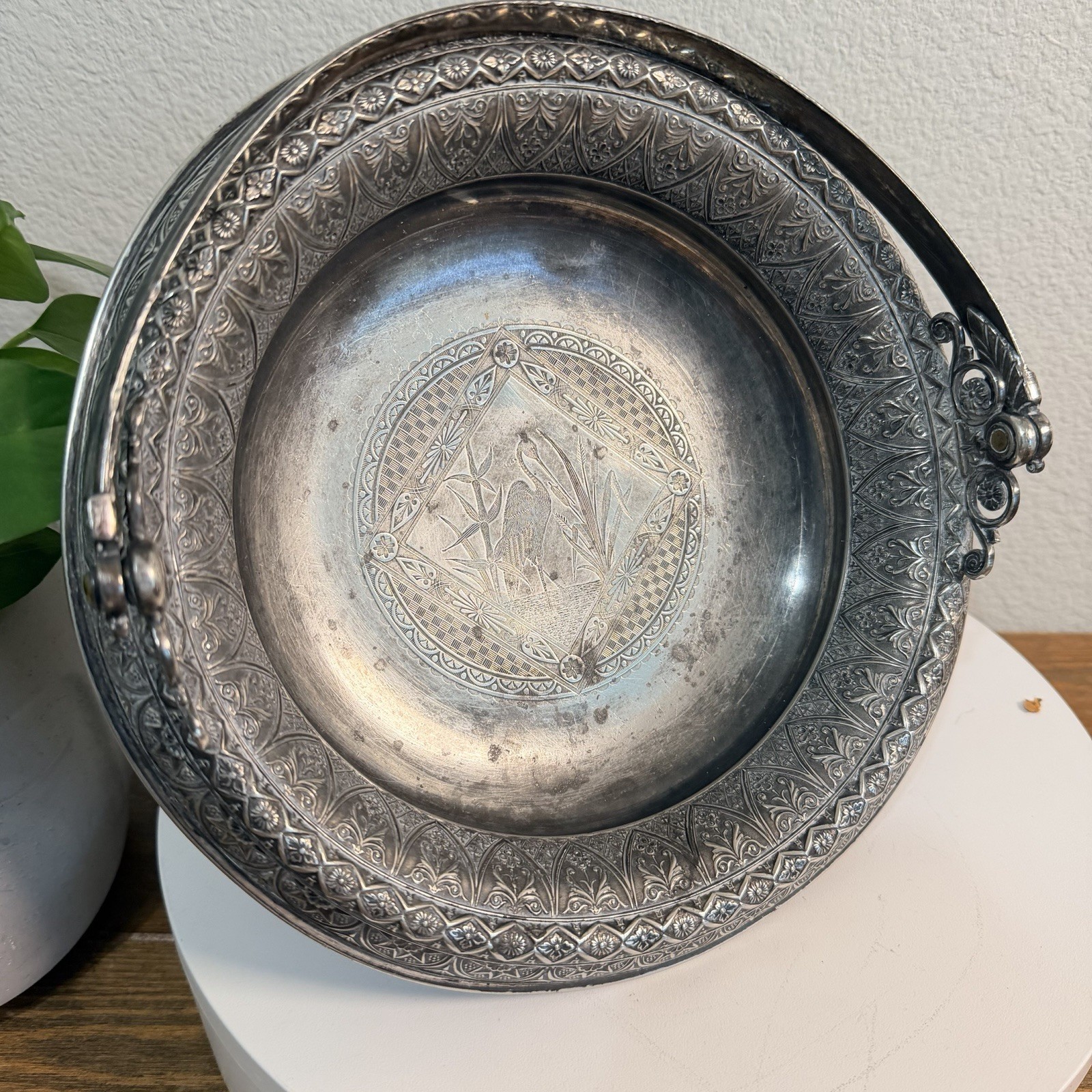 Derby Silver Co Quadruple Plated Footed Bowl with Handle Candy Dish