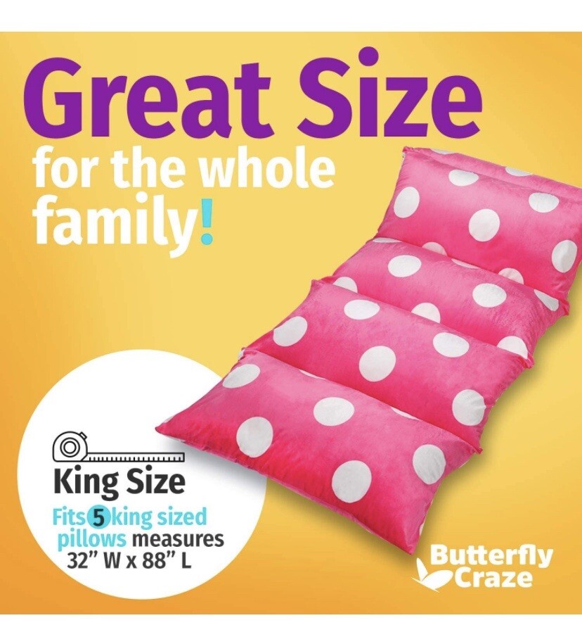 Butterfly Craze Pillow Bed Floor Lounger Cover 5 King Pillows Required- Hot Pink