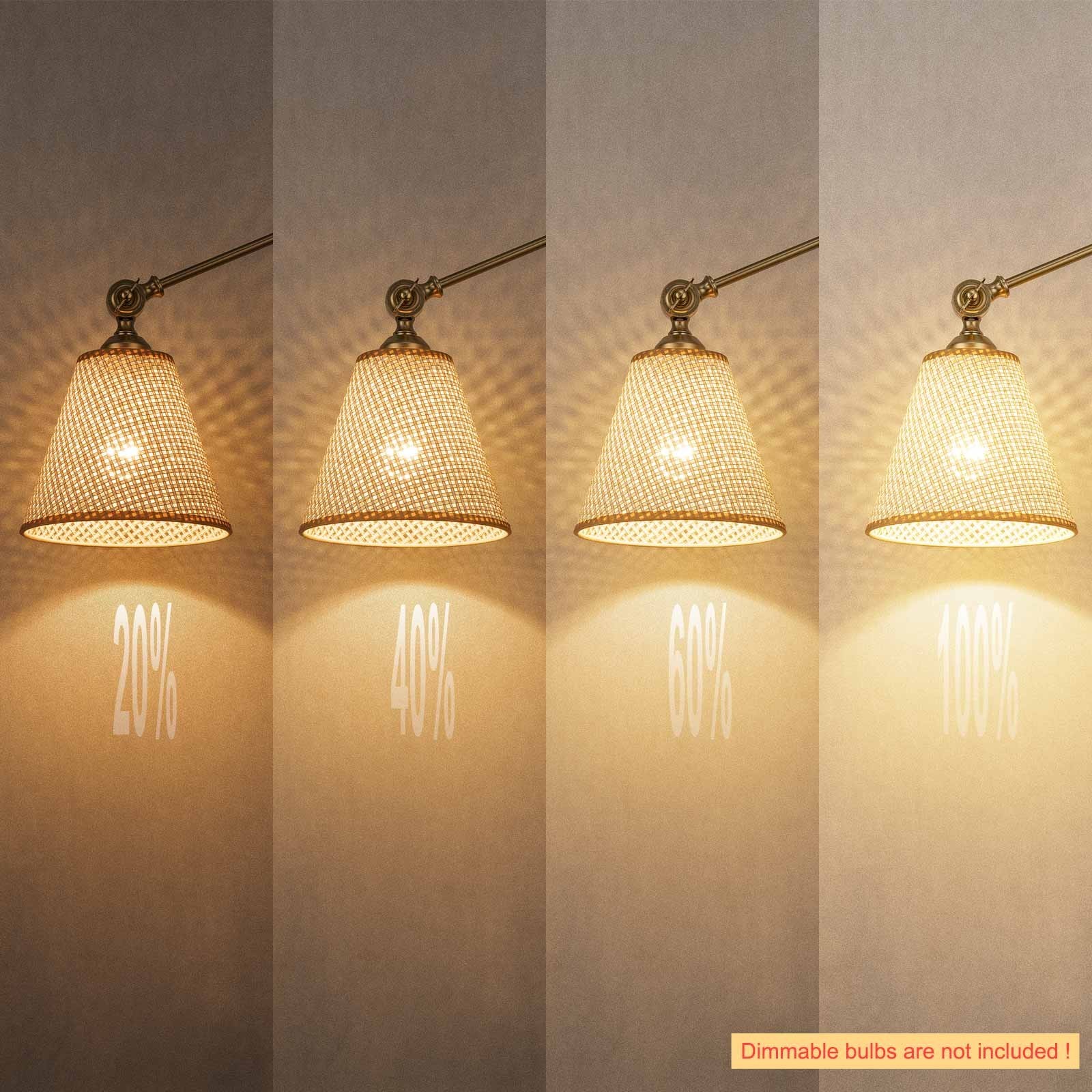 2pcs Vintage Gold Swing Arm Wall Sconce Dimmable Adjustable Arm for Reading