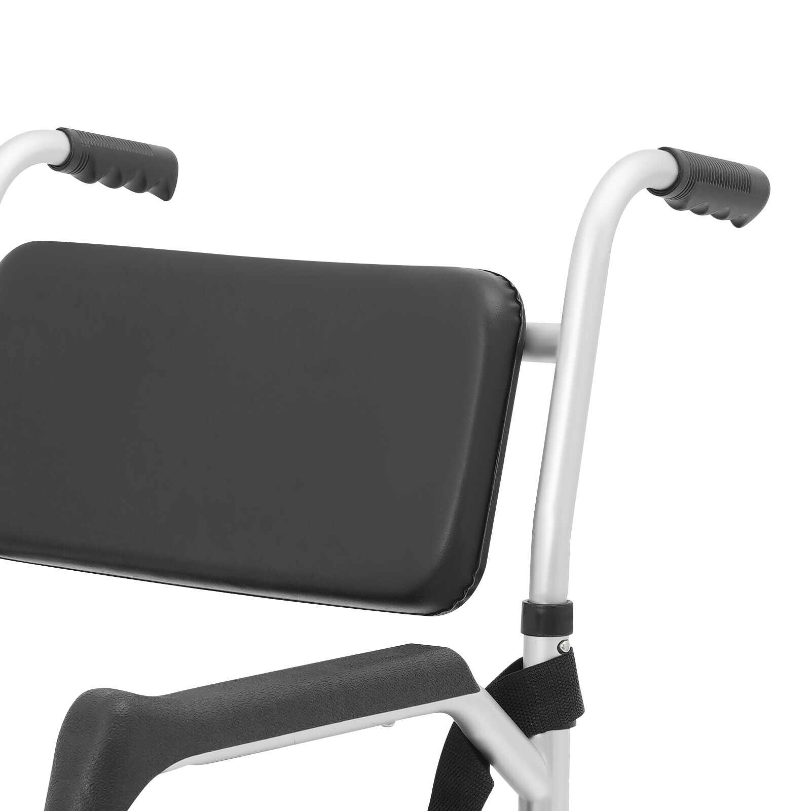 Foldable Shower Rolling Chair Adjustable Seat Folding Bath Wheelchair w/ Wheels