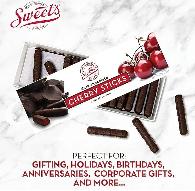 Sweet Candy Dark Chocolate Covered Cherry Flavored Sticks - 10.5 oz