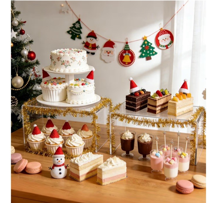 3 Pcs Large Acrylic clear Display Riser Set Shelf Showcase Fixtures 12,11,10.5