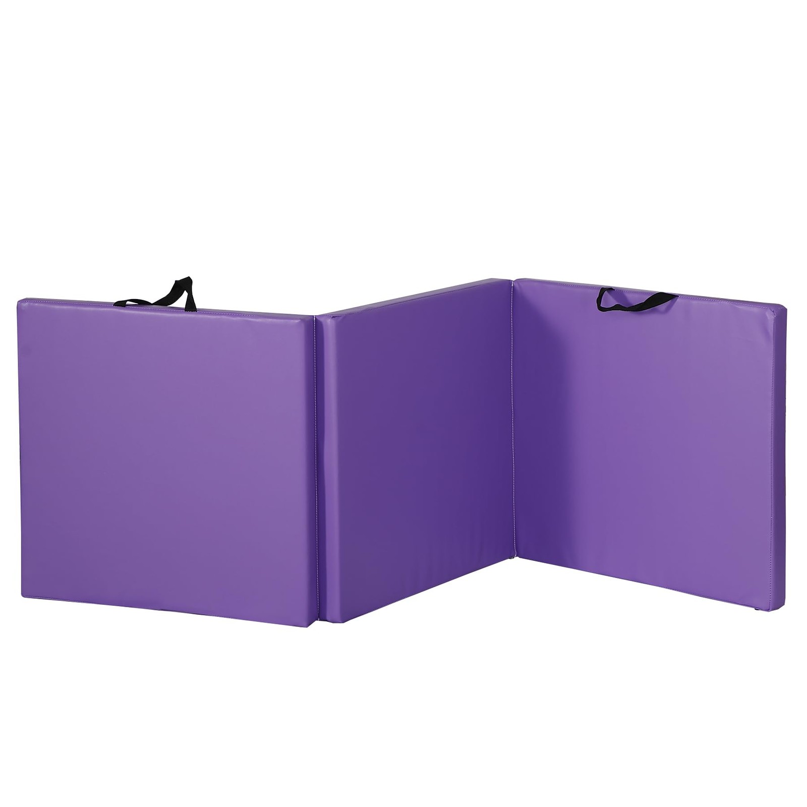 2.2in Extra Thick Tri-fold Folding Gym Mat with Carrying Handles Purple