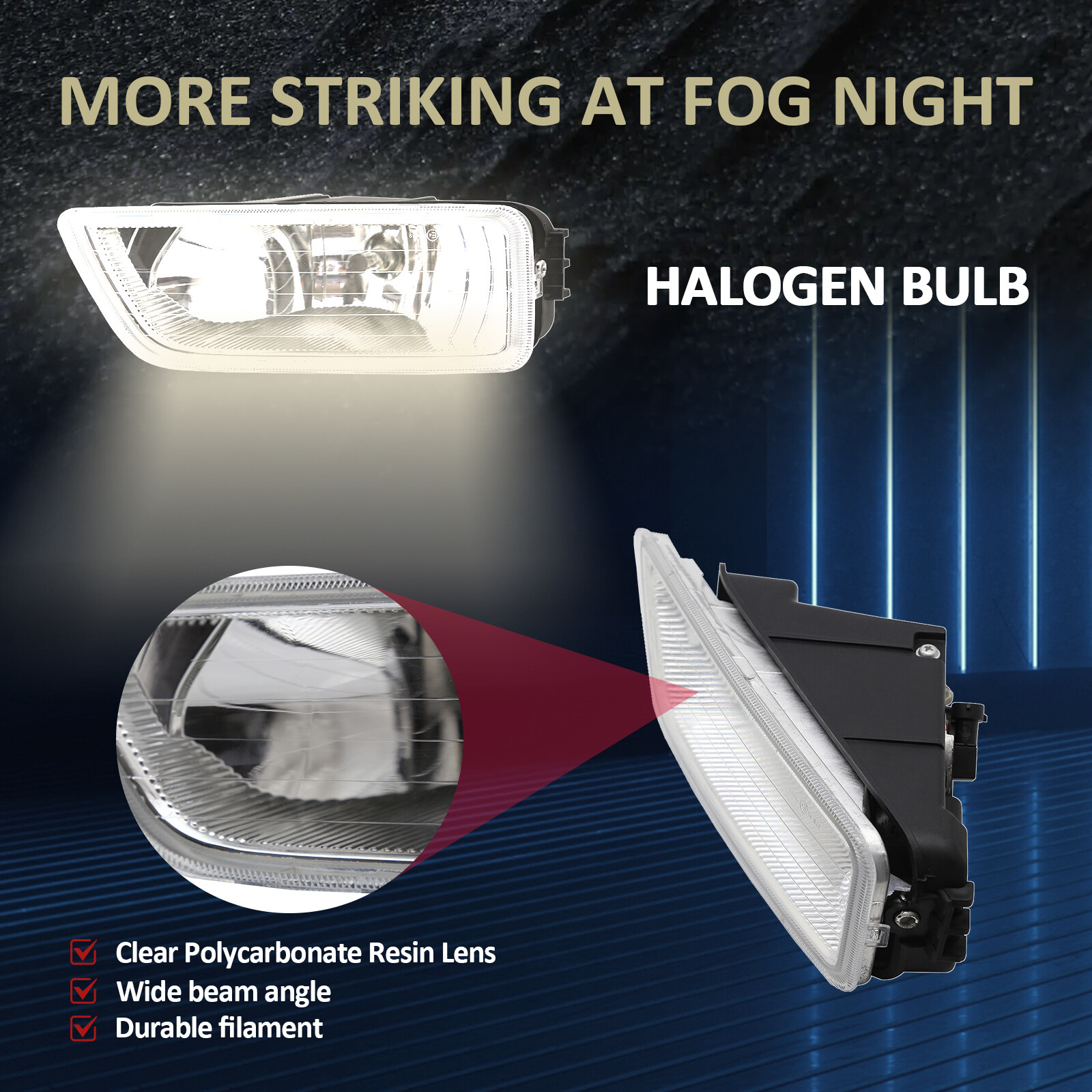 Pair For Honda Accord 2003-2007 4DR Front Bumper Driving Fog Light Lamp w/Wiring