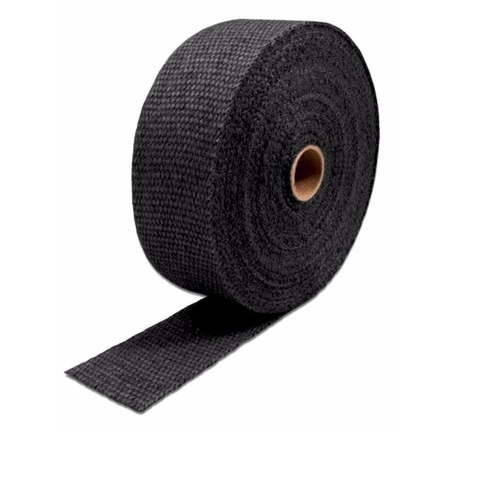 2 Roll x 2" 50Ft Black Fiberglass Exhaust Header Pipe Heat Wrap Tape+20 Ties Kit