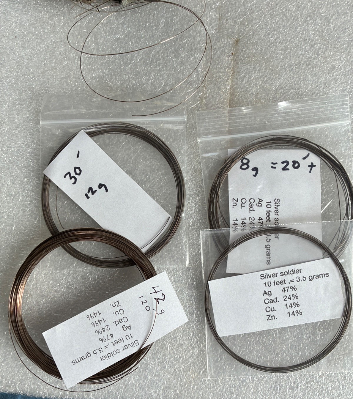 Silver Solder / 47% Silver / .016"- 26 gauge / 10 ft Length / Old stock