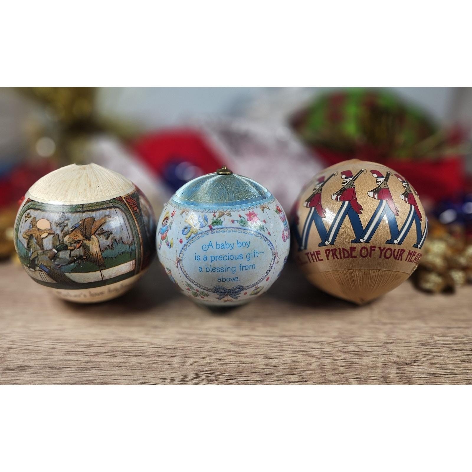 Hallmark 1982 Satin Christmas Ornaments Set of 3 Vintage