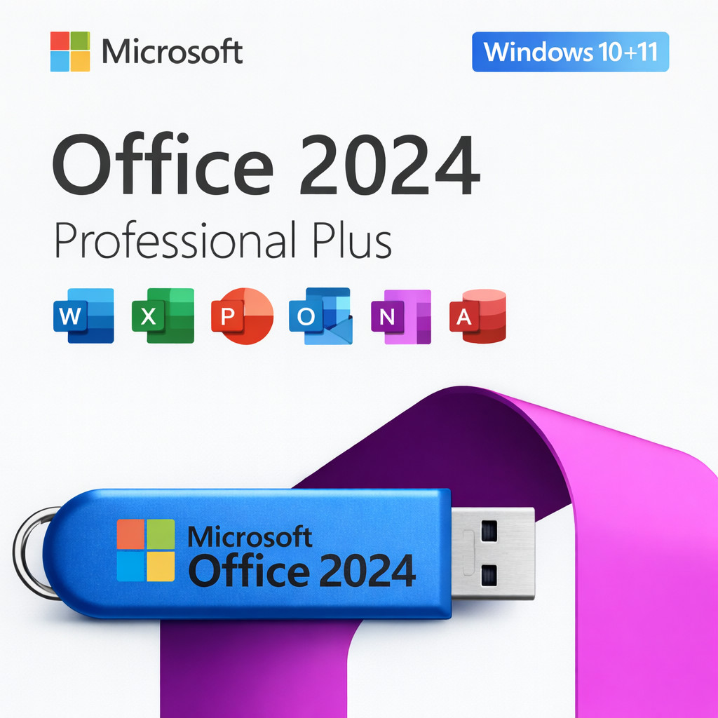 Microsoft Office 2024 Pro Plus Windows 10, 11 USB Retail - Lifetime (3 Users PC)