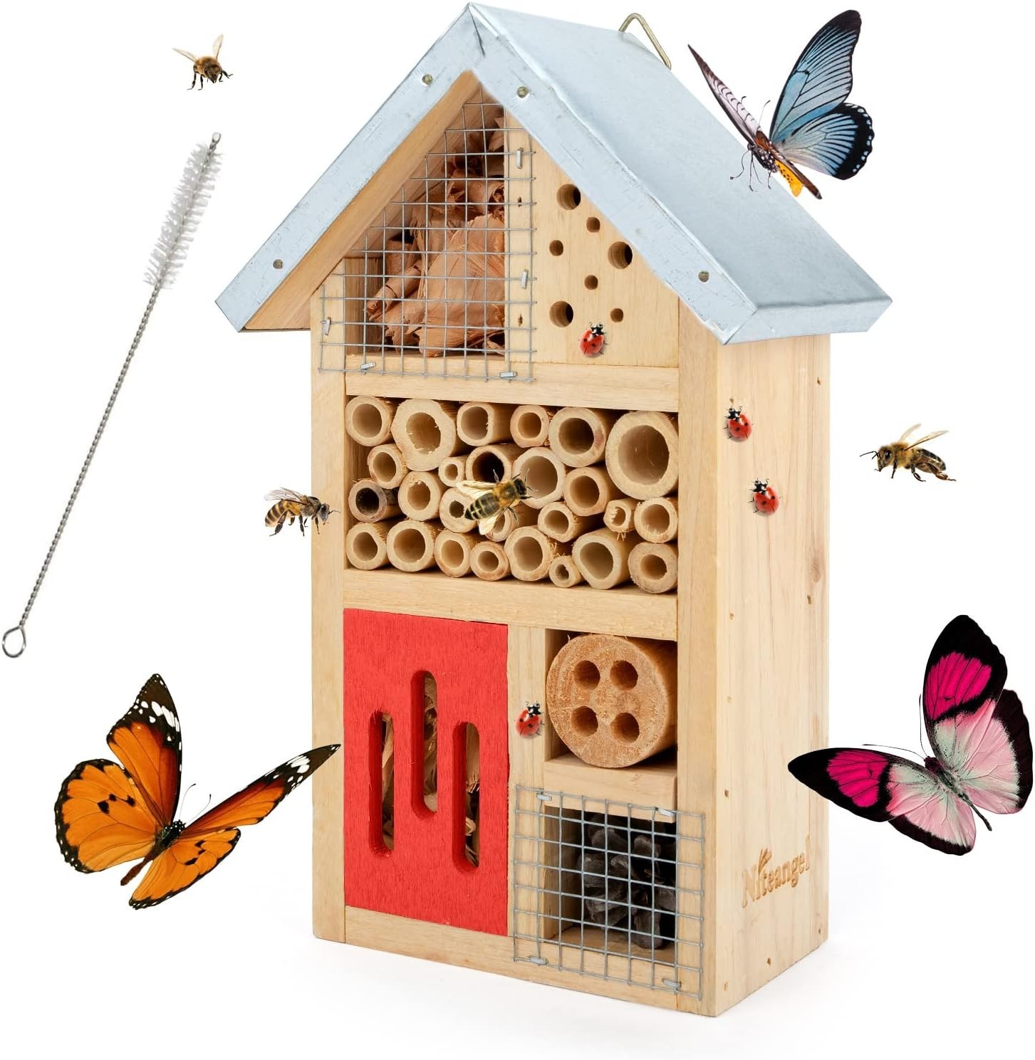 Compact Garden Insect House for Ladybugs, Bees & Butterflies – 3.5 x 6 x 10 in
