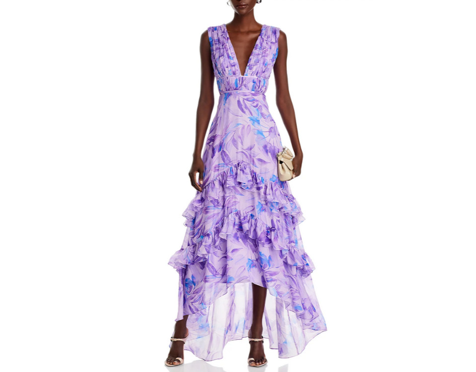 Amur Senora Printed High Low Gown MSRP $598