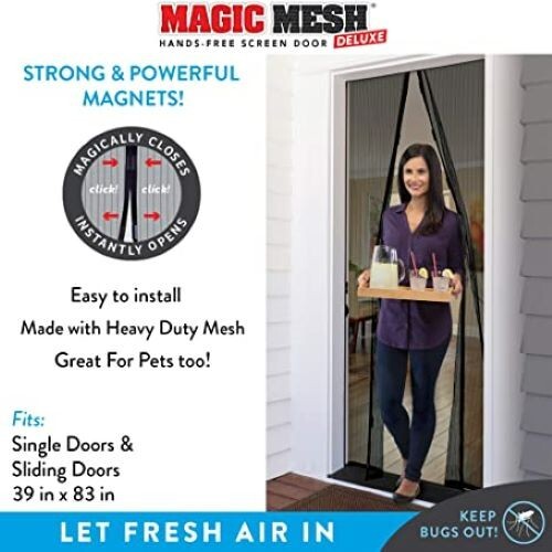 Magic Mesh Deluxe Hands Free Magnetic Screen Door 39"x83" - Black (MM011124)