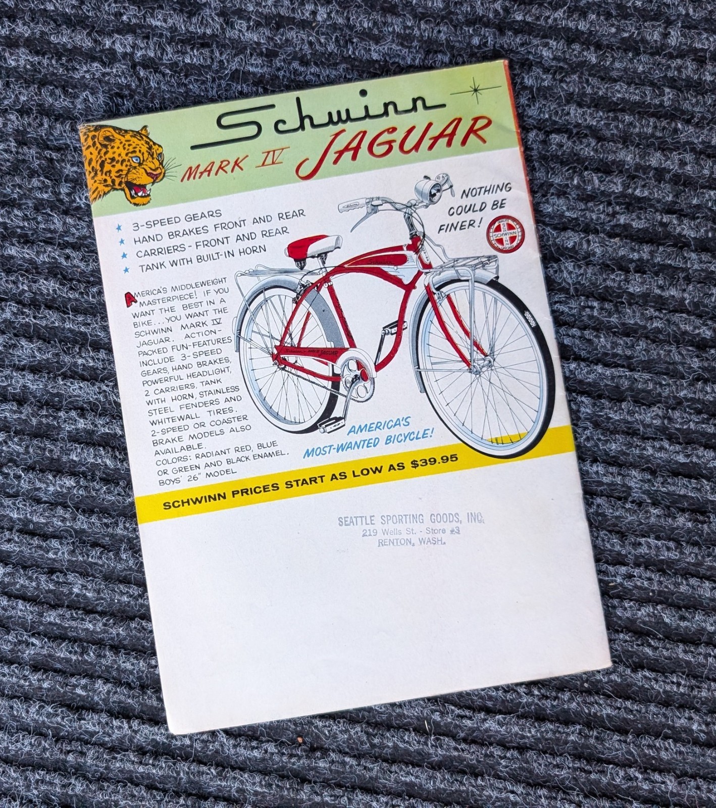 SCHWINN 1959 Bicycle Dealer Comic Book-Bike-original mint*Vintage Memorabilia