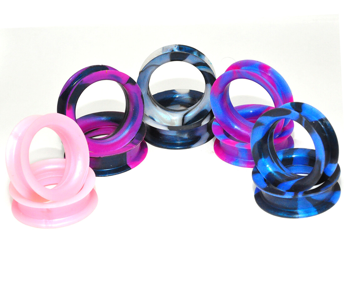 Large Gauge Pearlescent Swirl Silicone Tunnels (SIL-008) Choose Size and Color
