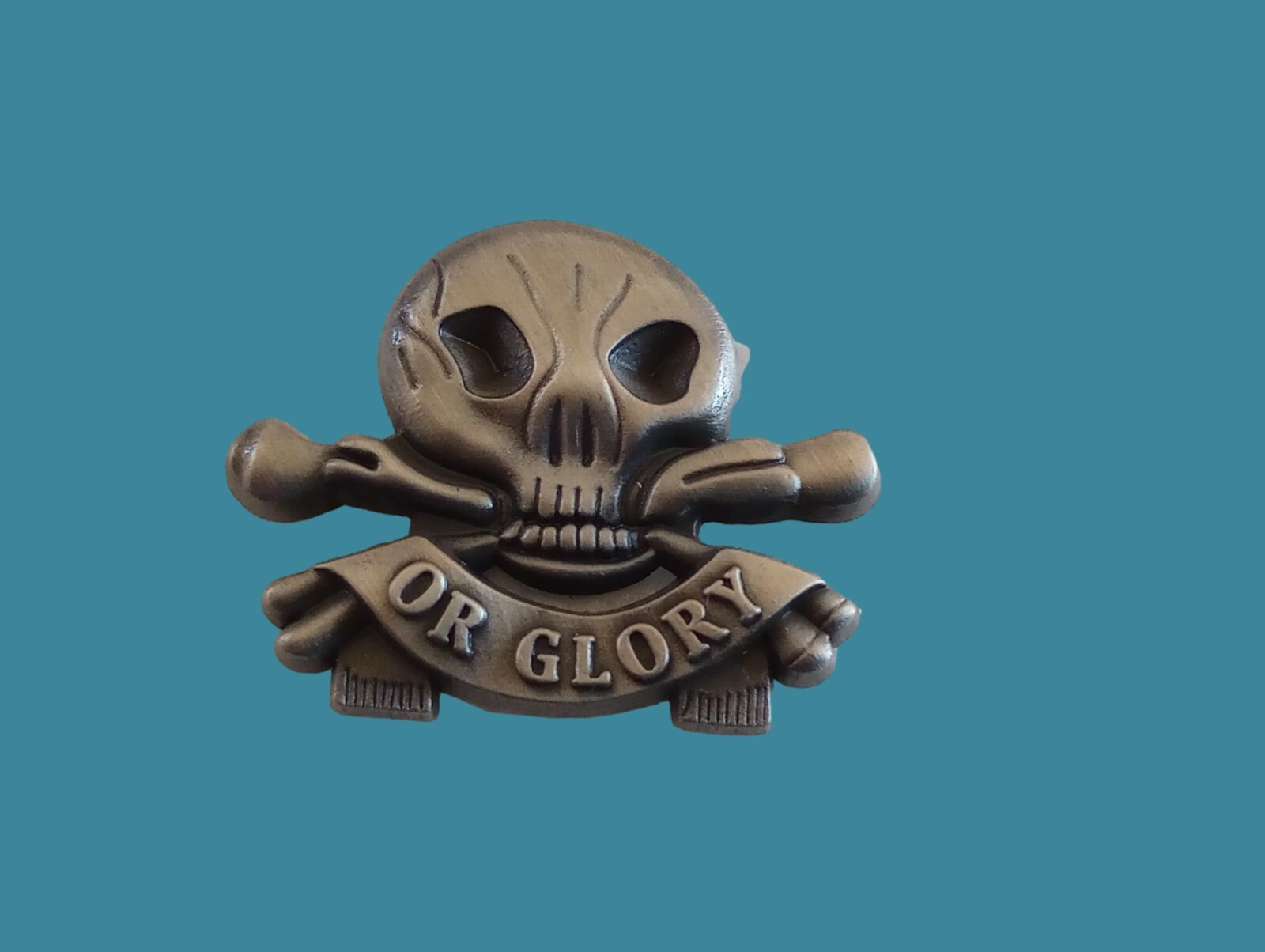 SKULL AND BONES HAT PIN LAPEL DEATH OR GLORY HEAD DOUBLE POST PIN NEW
