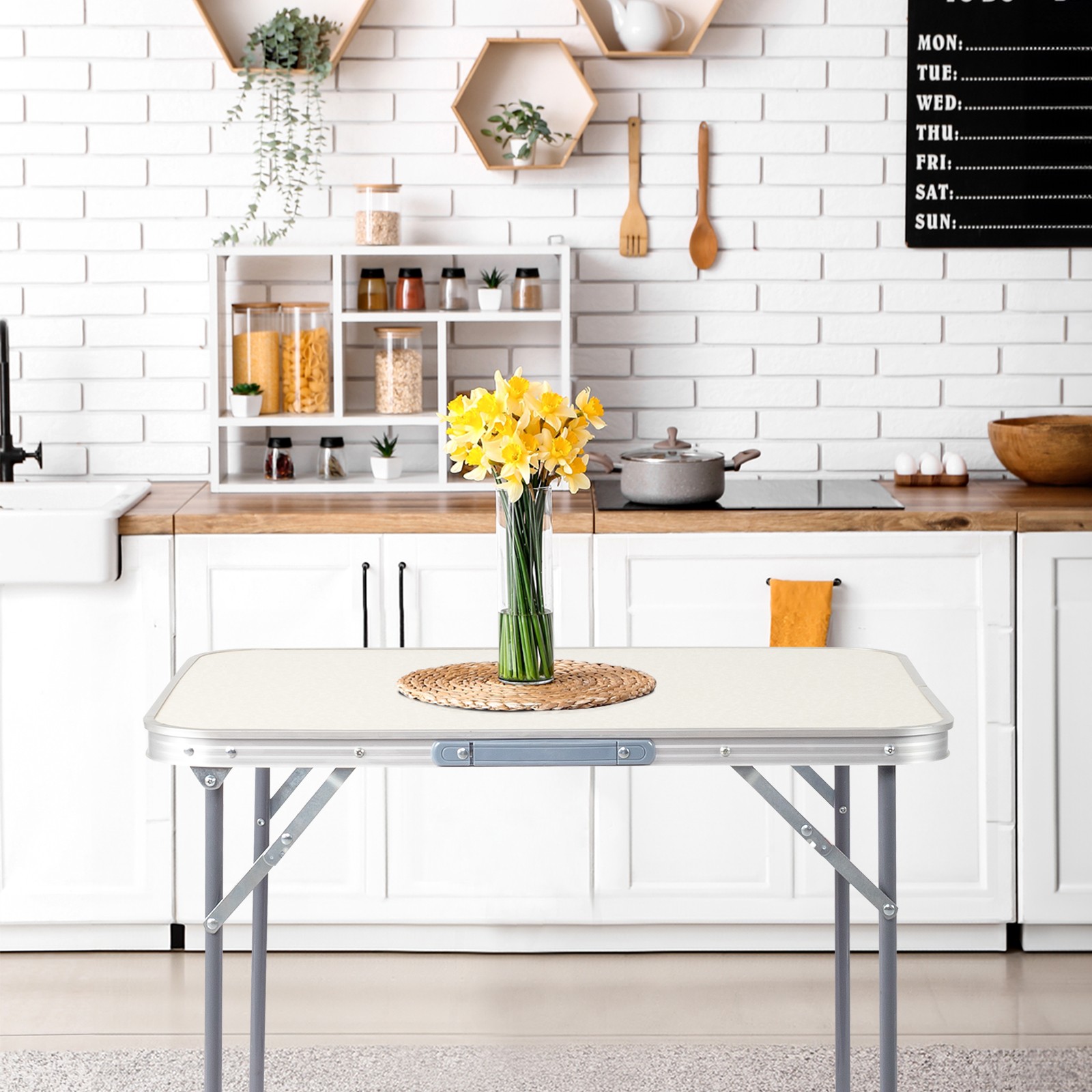 2.3FT Partable Aluminum Folding Table Picnic Garden Camping Indoor Outdoor