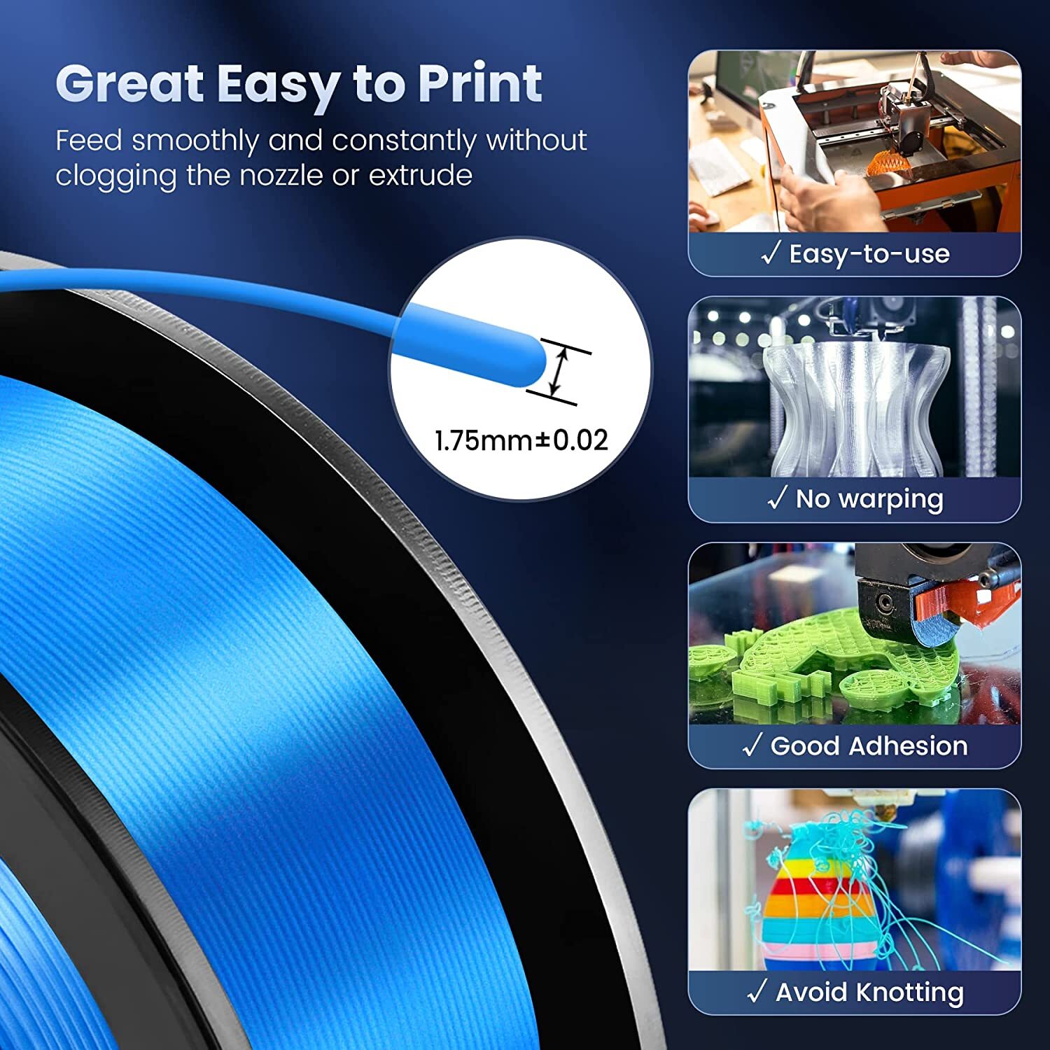 【BUY 6 GET 4 FREE,ADD 10】SUNLU 1.75MM SILK Shiny PLA+ Filament 1KG/2.2LBS Spool