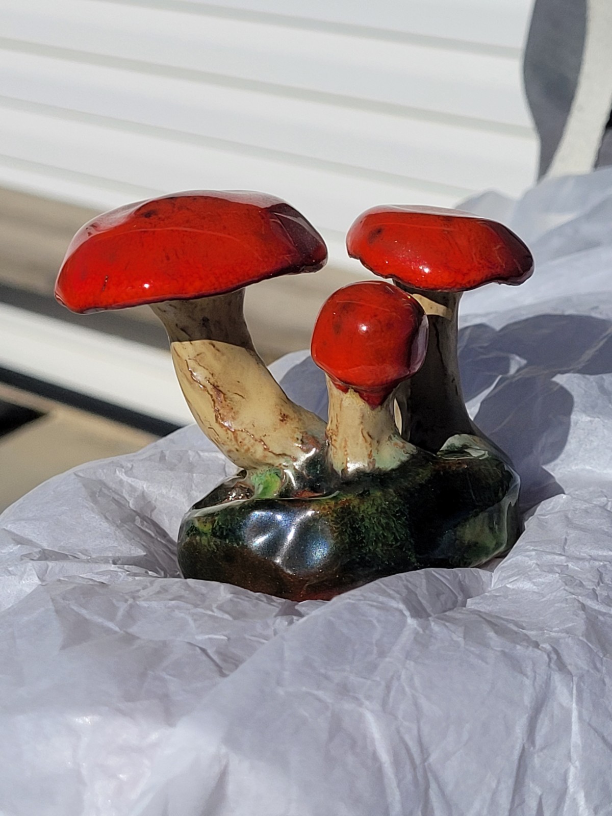 Rare Vintage Early Lorenzen Lantz Nova Scotia Clay Gloss Red Mushroom Tricholoma