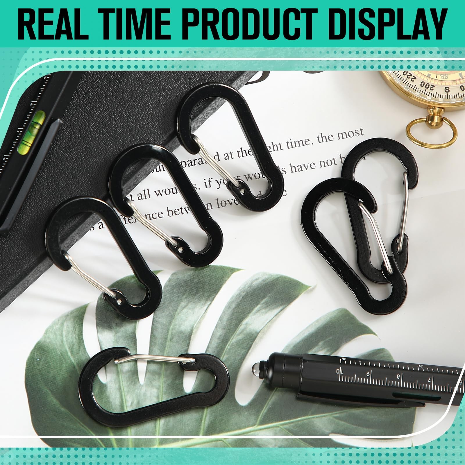 72pcs Carabiner Clips Bulk 2 Inch Small Spring Mini Carabiner Clip Aluminum L...