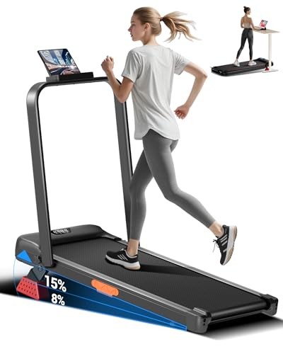 CURSOR FITNESS 15% INCLINE WALKING PAD TREADMILL WITH HANDLE BAR - BLACK