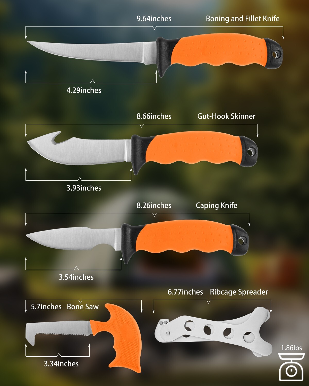 Dispatch 6PCs Hunting Knife Set - 3Cr13 Blades Deer/Elk Game Processor Kit