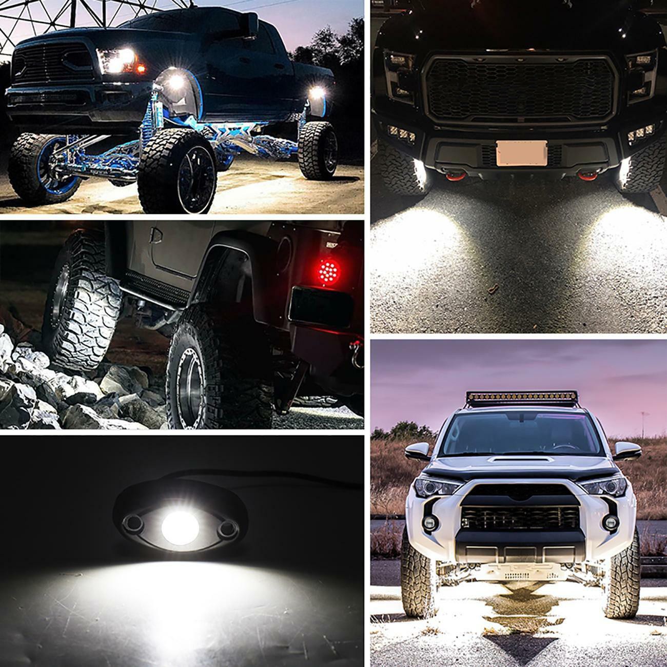 24Pcs White LED Rock Light Pods Underbody Glow Lamp Offroad SUV Pickup Truck UTV