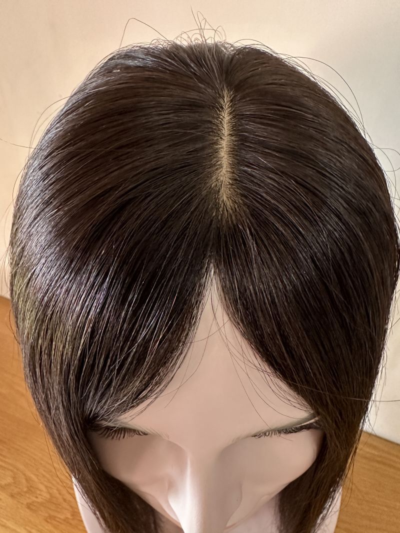 6"X6"Mono Skin with Silk Top Part Area,100%Fine Virgin Human Hair Topper 10"~30"