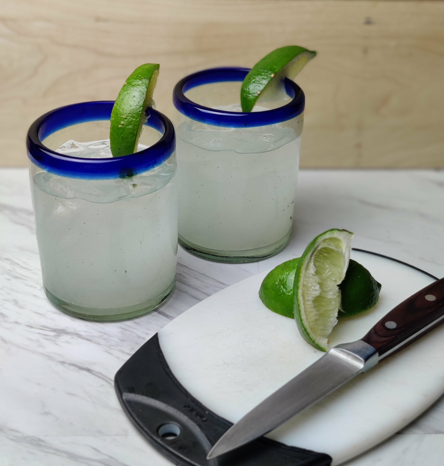 Hand Blown Mexican Drinking Glasses – Set of 6 Tumbler Glasses with Cobalt...