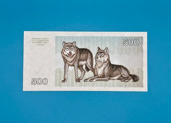 VTG 1993 Lithuania, 500 Talonas, EX-USSR, UNC Wolves Beautiful Banknote!
