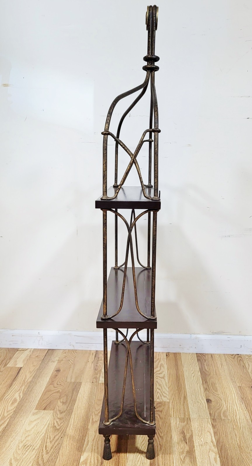 Vintage Mid-Century MODERN Rope & Tassel BRONZE Display Wall ETAGERE Bookshelf