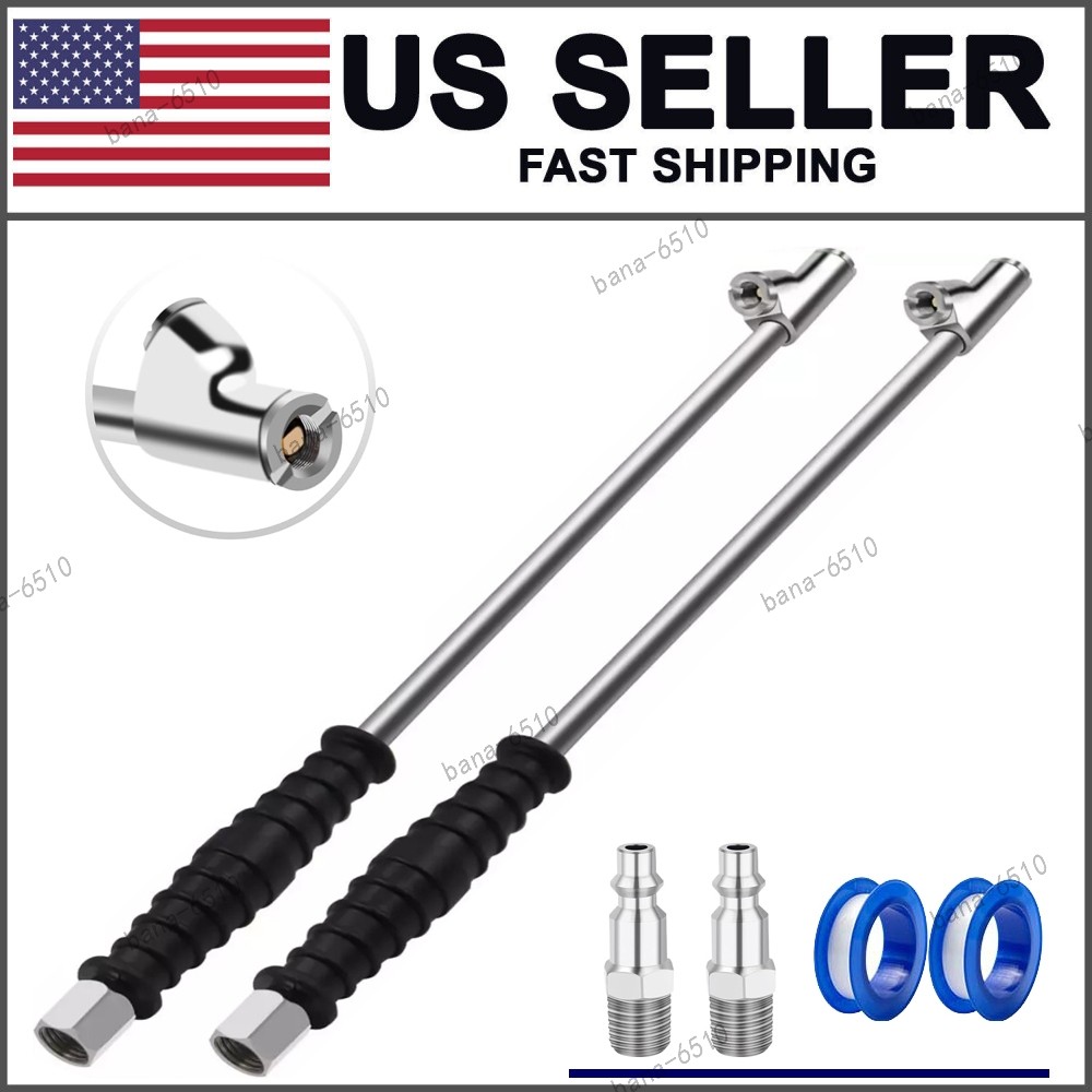 Dual Head Air Chuck 1/4" FNPT Straight Foot Lock On Truck RV Tire Inflate Chuck