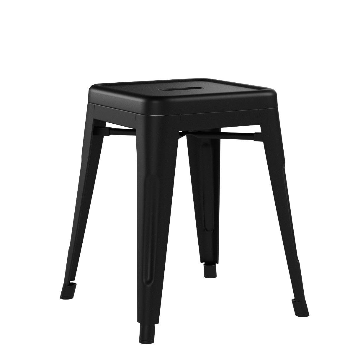 18" Backless Metal Bar Stool, Stackable Industrial Stool, Matte Black