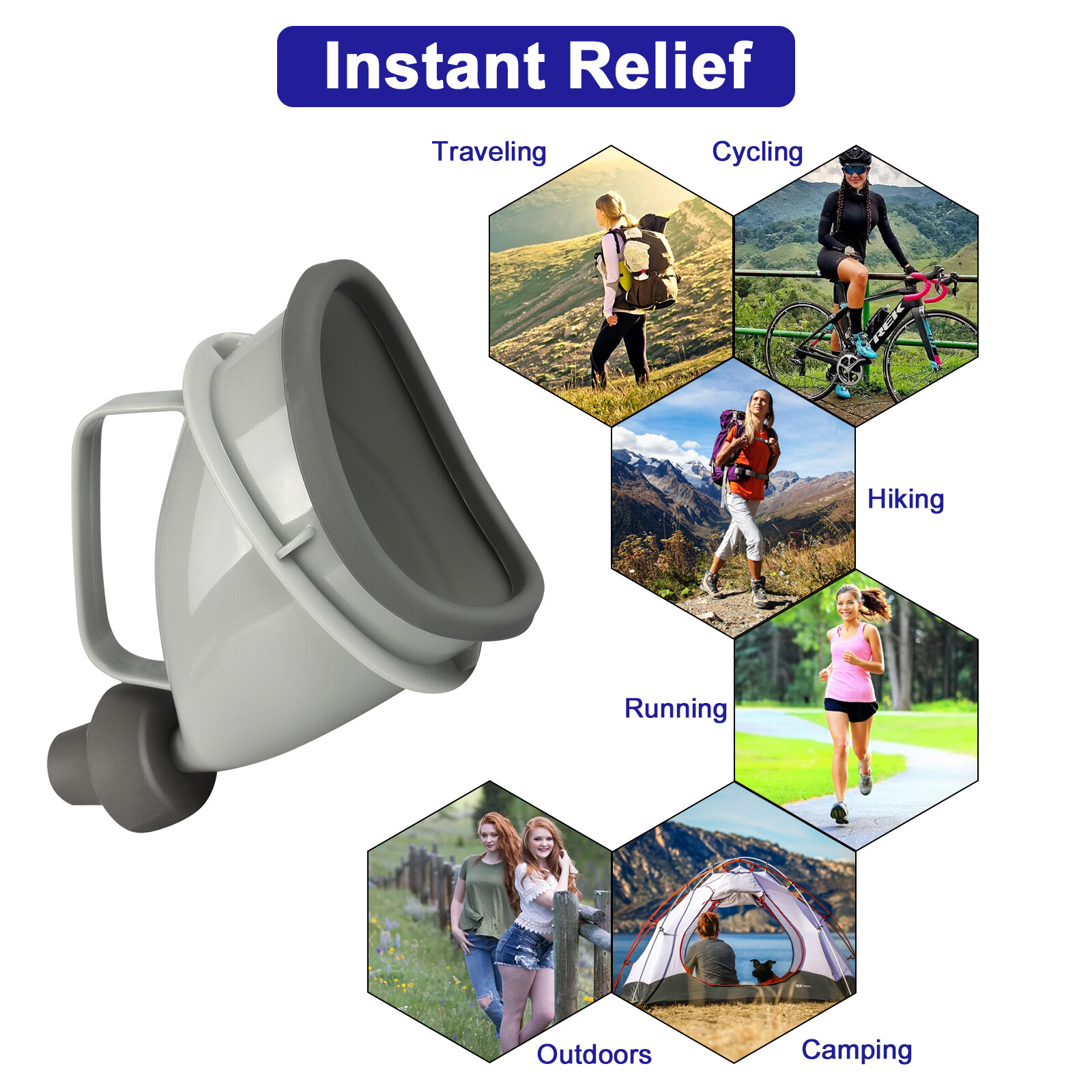 2X Unisex Portable Potty Pee Funnel Adult Emergency Urinal Device Outdoor Toilet