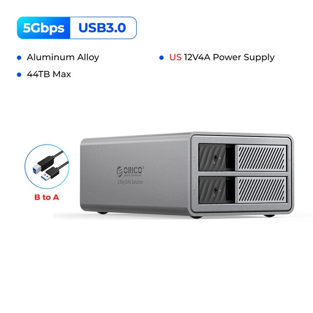 ORICO 5Bay Raid Hard Drive Enclosure DAS Solution Series USB3.0 DAS 110TB Alu