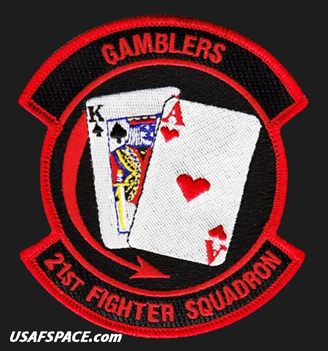 USAF 21ST FIGHTER SQUADRON -F-16 - GAMBLERS -Luke AFB, AZ- ORIGINAL PATCH on VEL