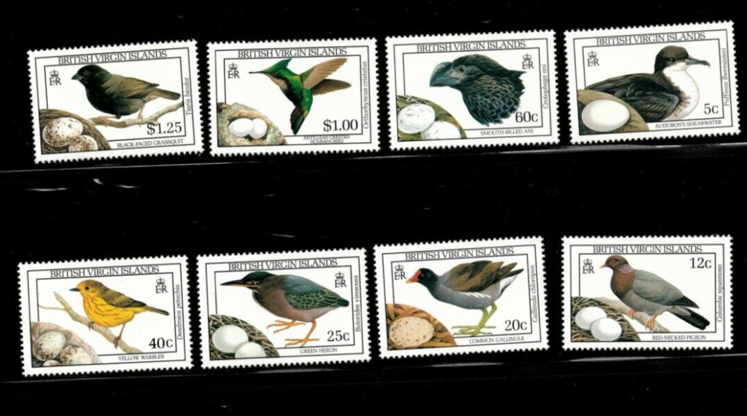 BVI 1990 - Birds - Set of 8 Stamps - Scott #658-65 - MNH