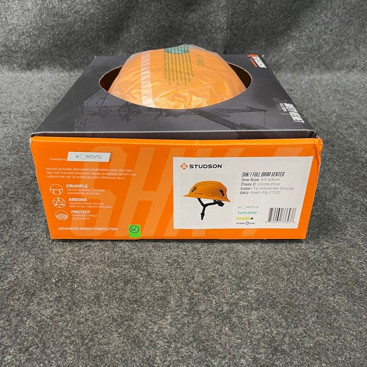 STUDSON SHK-1 Full Brim Vented Industrial Safety Helmet, Orange, SHK1-FB-CTOO