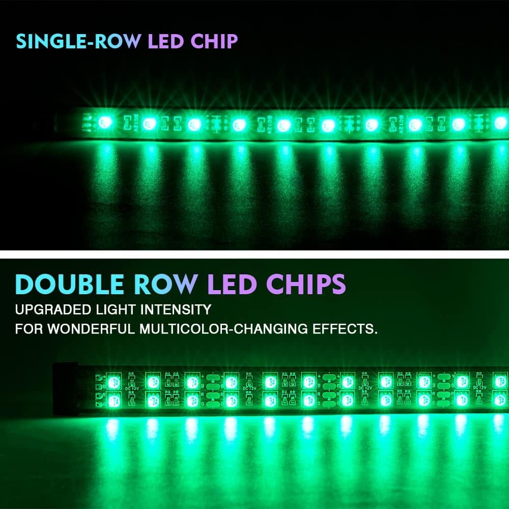 6PCS Double Row LED RGB Dream Lights Strip Neon Underglow LED Chasing Kit Remote