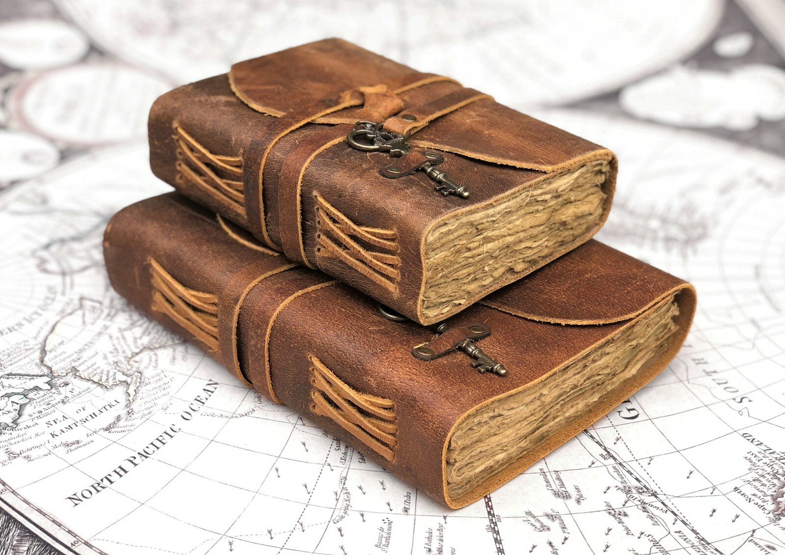 Rustic Leather Journal Notebook Handmade Deckle Edge Paper Leather Bound Books