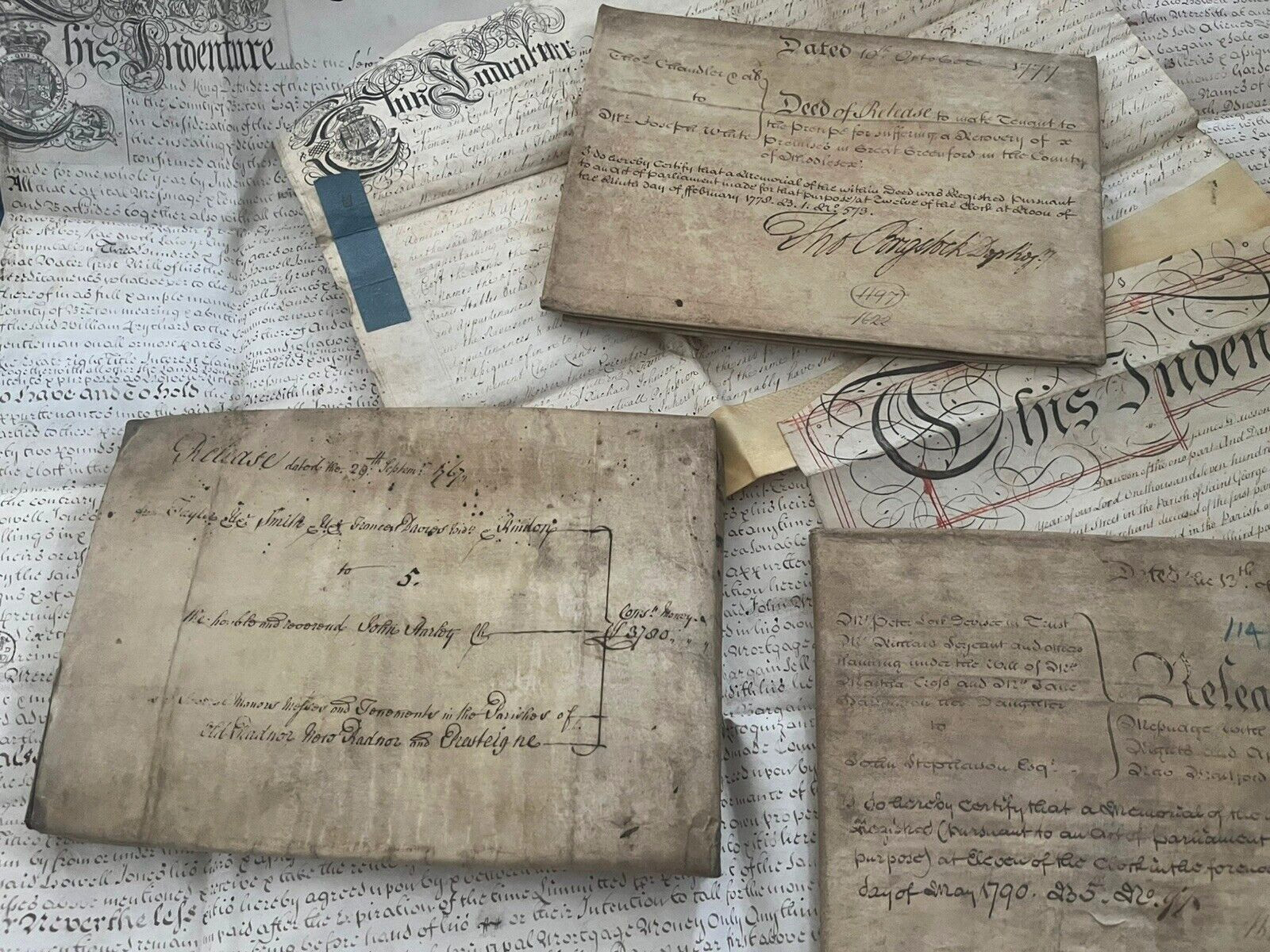 AUTHENTIC AUTOGRAPHED, STAMPED AND SEALED PARCHMENT Vellum in English from 1700s
