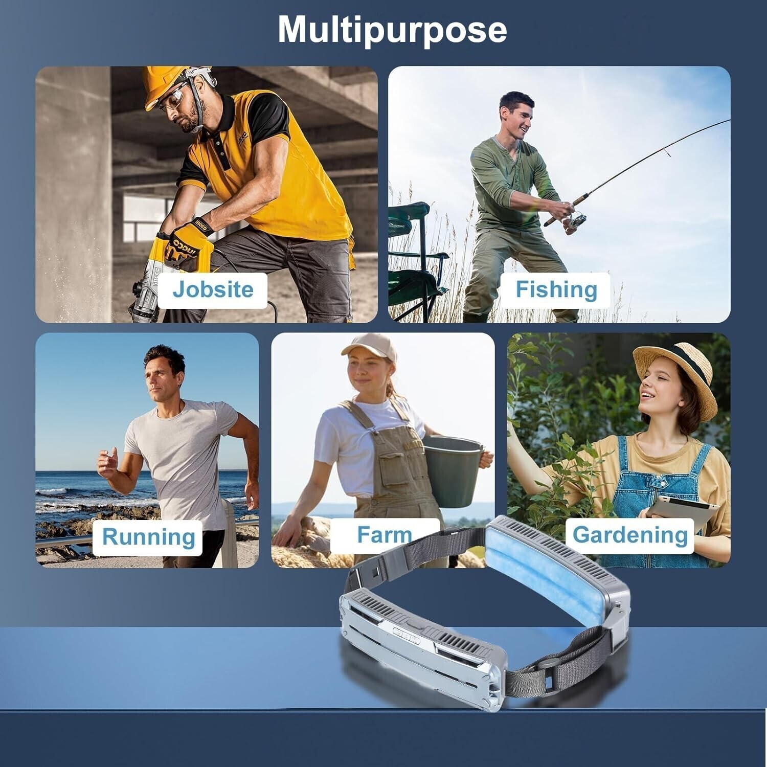 Portable Wearable Waist Fan With 3 Speeds 360° Cooling For Outdoor Activities,o