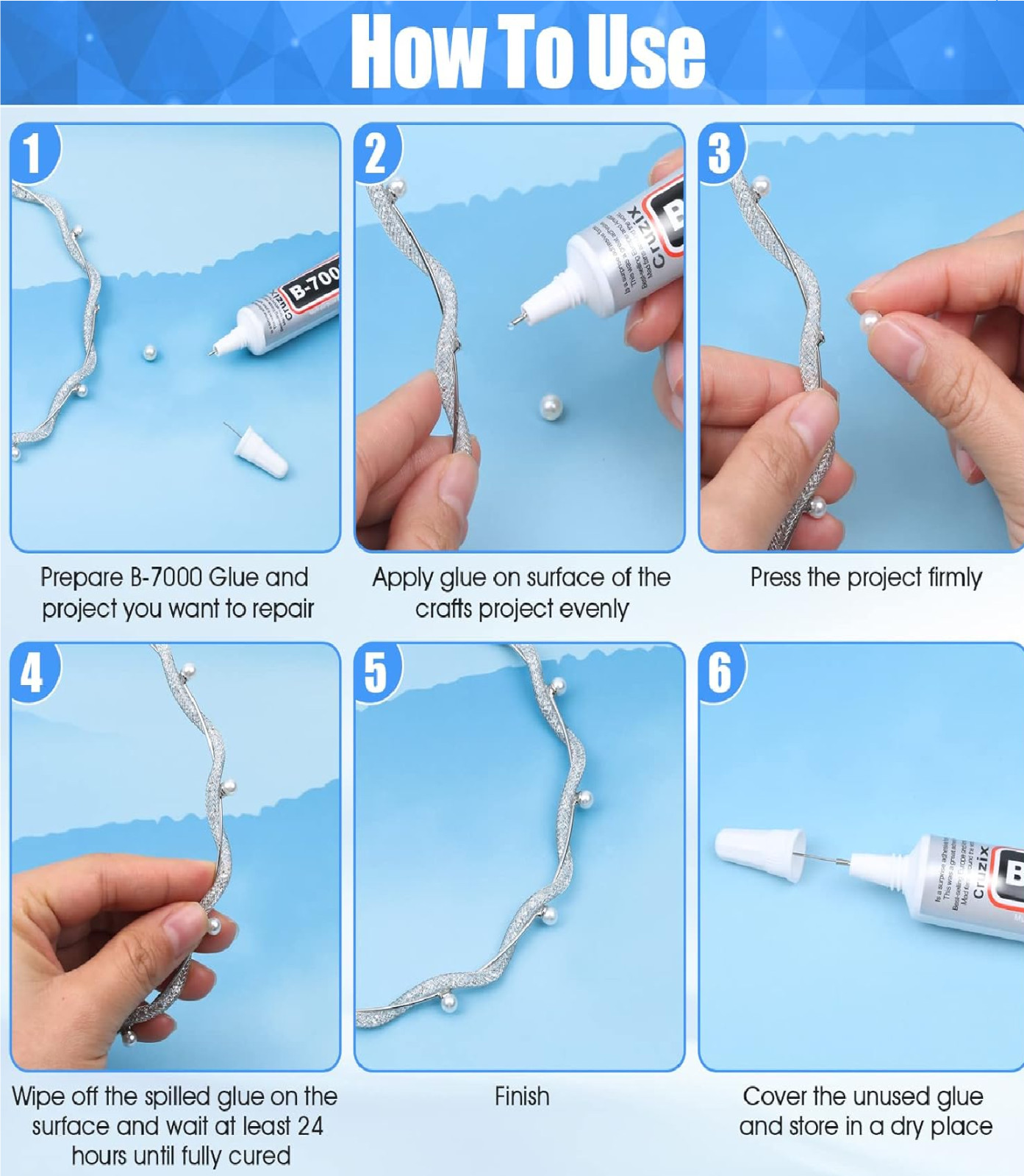 B-7000 Glue Clear for Rhinestone Crafts, Jewelry and Bead 4x15 ML/ 0.5 oz